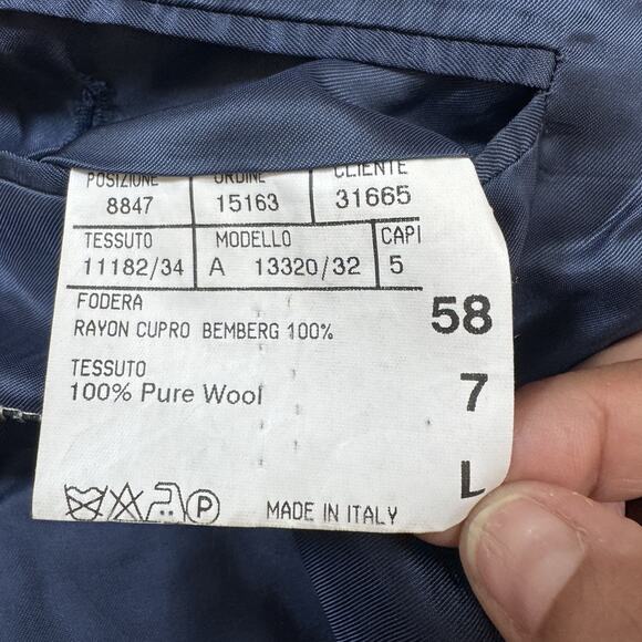 Read*** Canali 2 Piece Suit US 44L Pants 36x32 Blue Striped 100% Wool Two Button - Picture 11 of 16